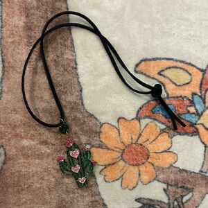 Handmade Green and Pink Cactus Necklace